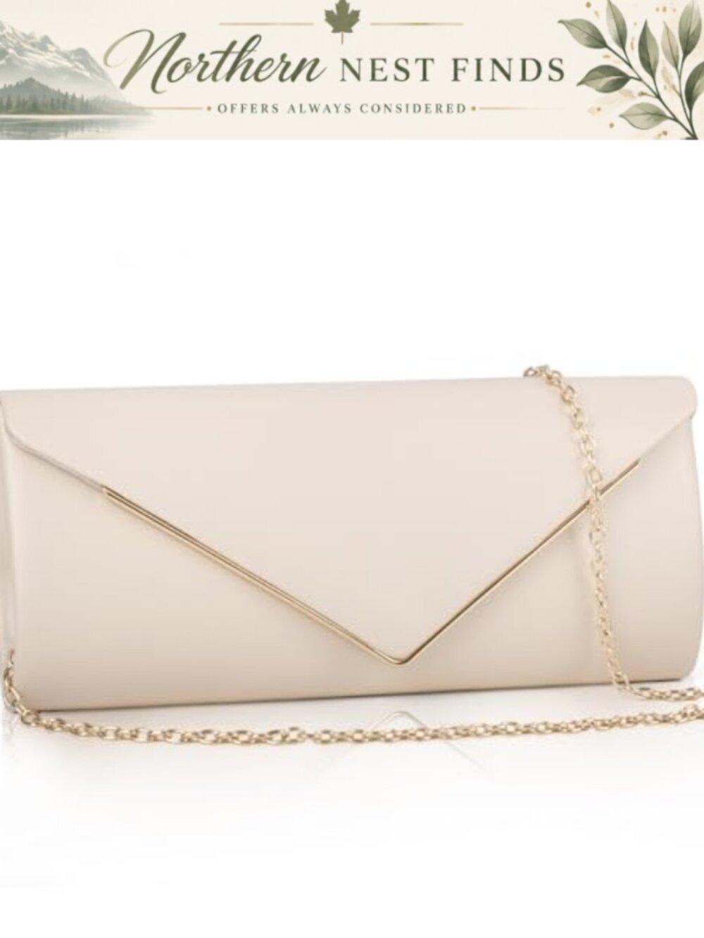 Sparkling Vegan Leather Envelope Clutch with Detachable Chain